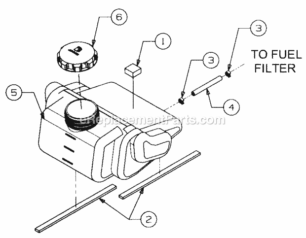 Fuel Tank Diagram and Parts List for GT2521-48 13A-278M710 Cub Cadet Lawn Tractor